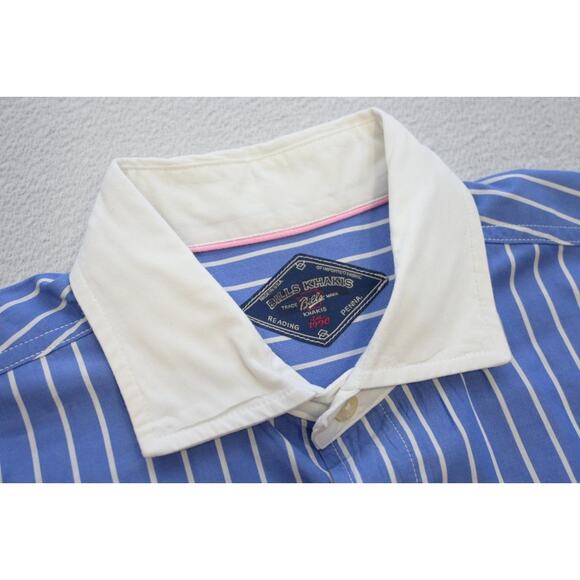 Bills Khakis Button Up Dress Shirt Striped Made In USA Long Sleeve Mens Sz Large - Picture 6 of 8